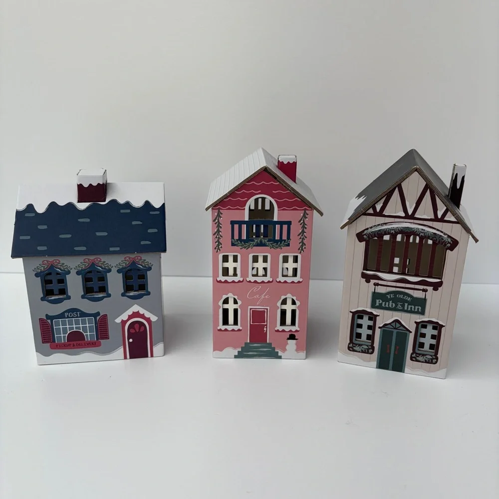 Target Bullseye Playground Paper Christmas‎ Village 3 Houses Dollar Spot